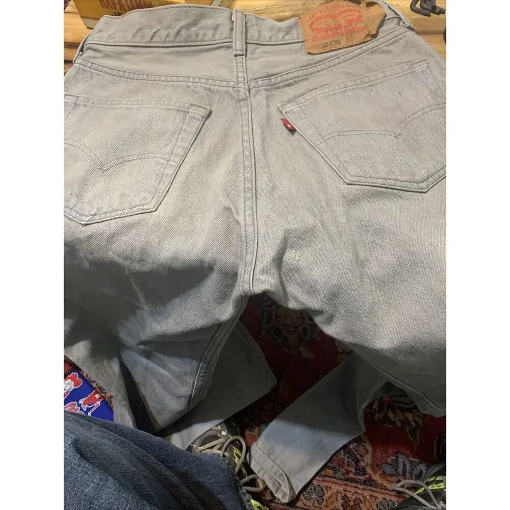 Vintage Men's Gray Levi's 501XX Button‎ Fly Straight Denim Jeans Tag 32x36 Rare